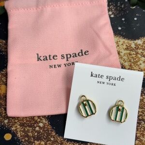 Kate Spade Green and Gold Striped Stud Earrings